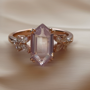 Hexagon Cut Amethyst Ring