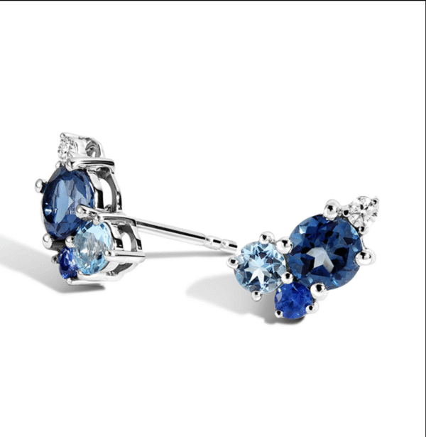 Blue Spinel and Aquamarine Cluster Earrings
